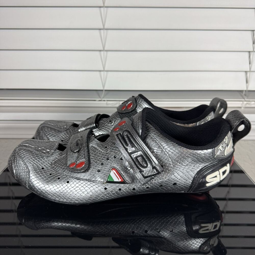 Sidi T2 Carbon Mamba Silver Snake Triathlon Cycling Shoes Size 47 US 12 Mens
